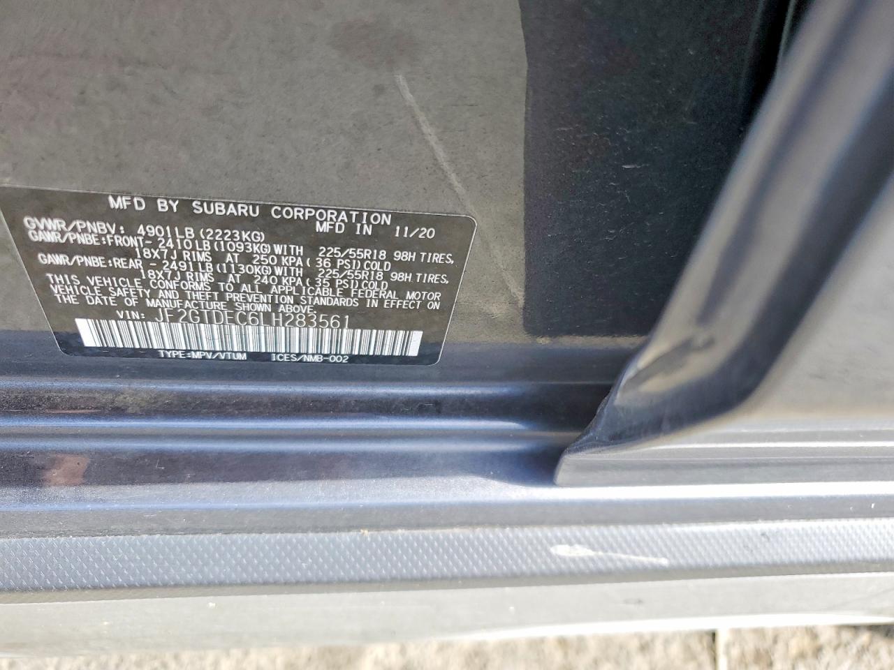 2020 Subaru Crosstrek Premium Gray vin: JF2GTDEC6LH283561