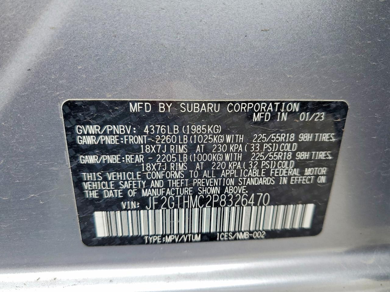 2023 Subaru Crosstrek Limited Silver vin: JF2GTHMC2P8326470