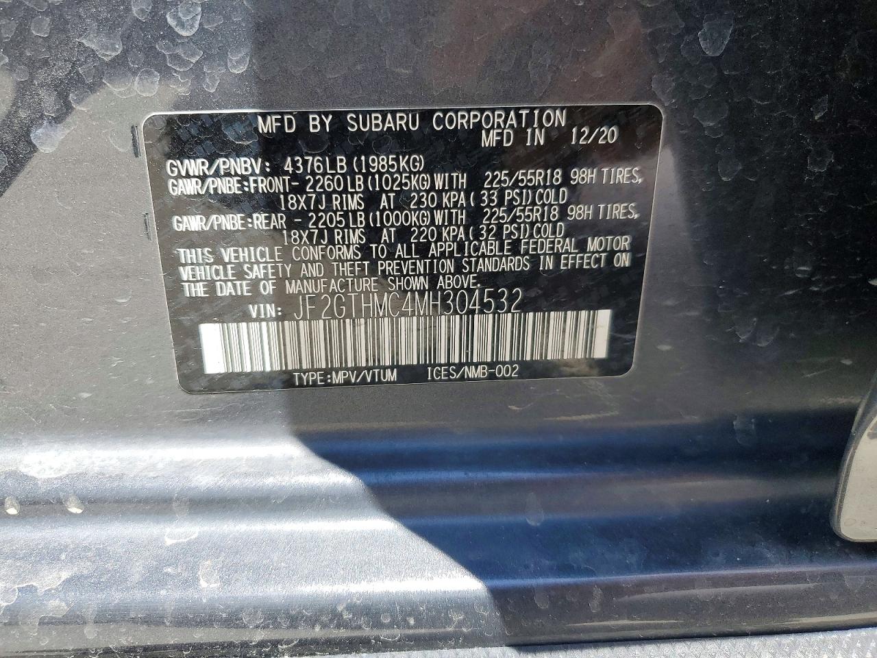 2021 Subaru Crosstrek Limited Gray vin: JF2GTHMC4MH304532