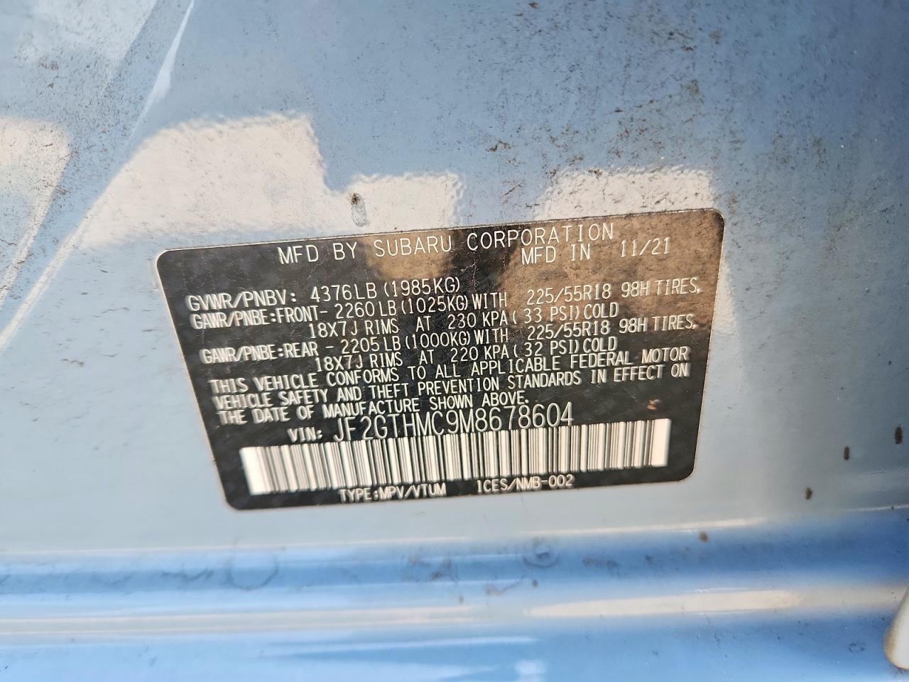 2021 Subaru Crosstrek Limited Blue vin: JF2GTHMC9M8678604