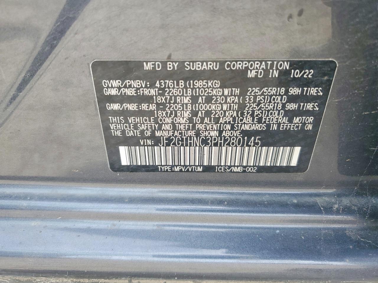 2023 Subaru Crosstrek Limited Gray vin: JF2GTHNC3PH280145