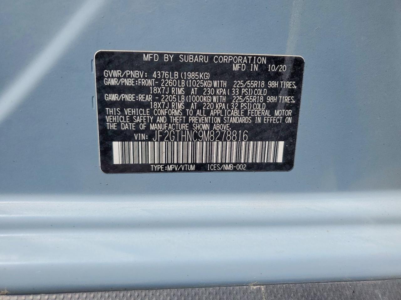 2021 Subaru Crosstrek Limited Blue vin: JF2GTHNC9M8278816