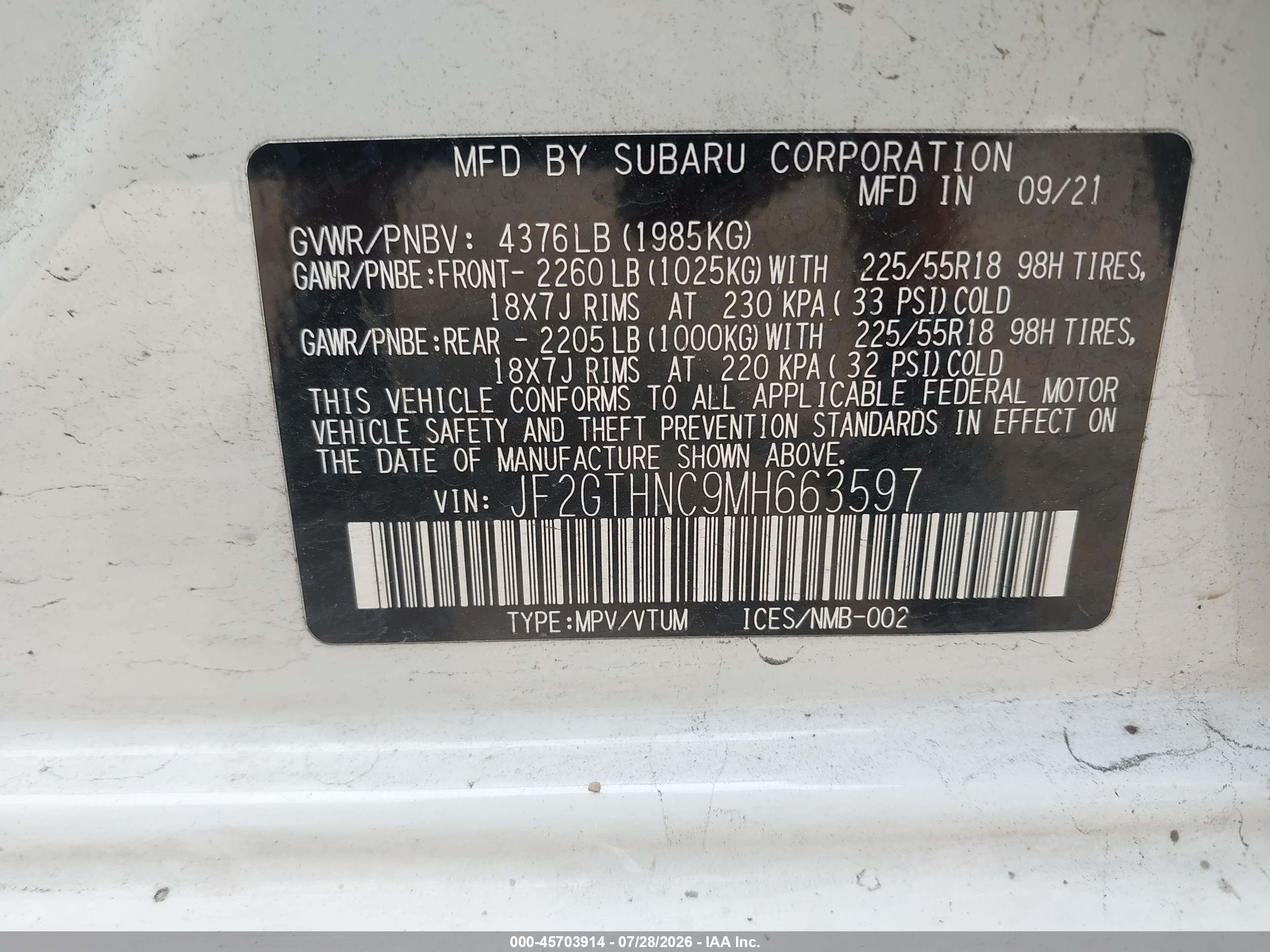 2021 Subaru Crosstrek Limited Белый vin: JF2GTHNC9MH663597