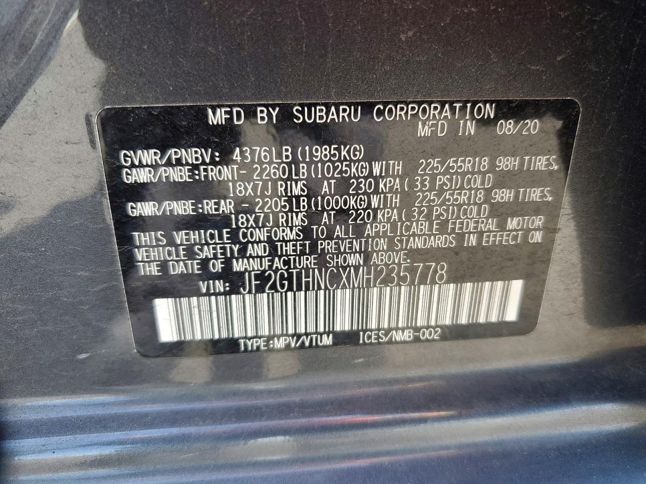 2021 Subaru Crosstrek Limited Gray vin: JF2GTHNCXMH235778