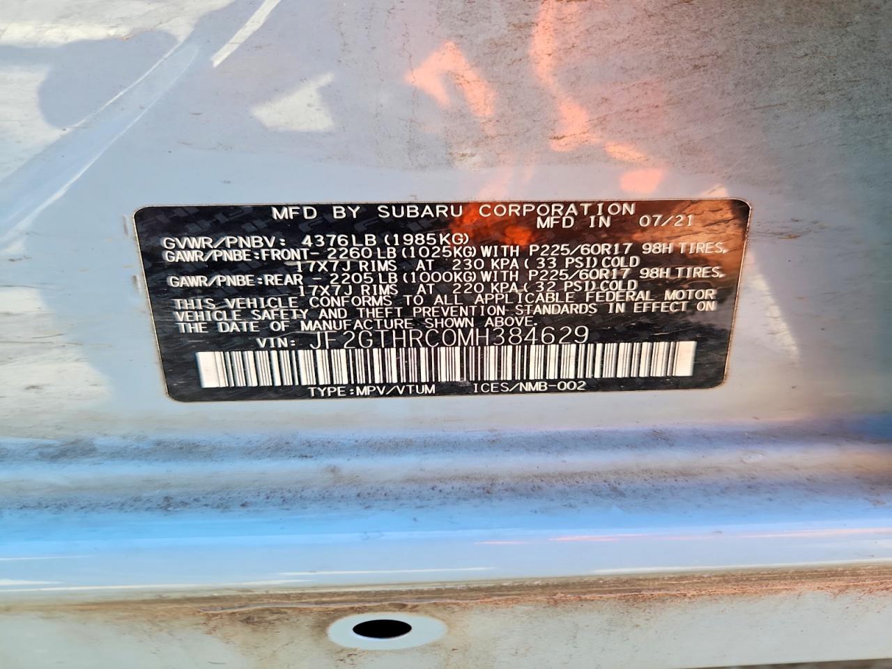2021 Subaru Crosstrek Sport Turquoise vin: JF2GTHRC0MH384629