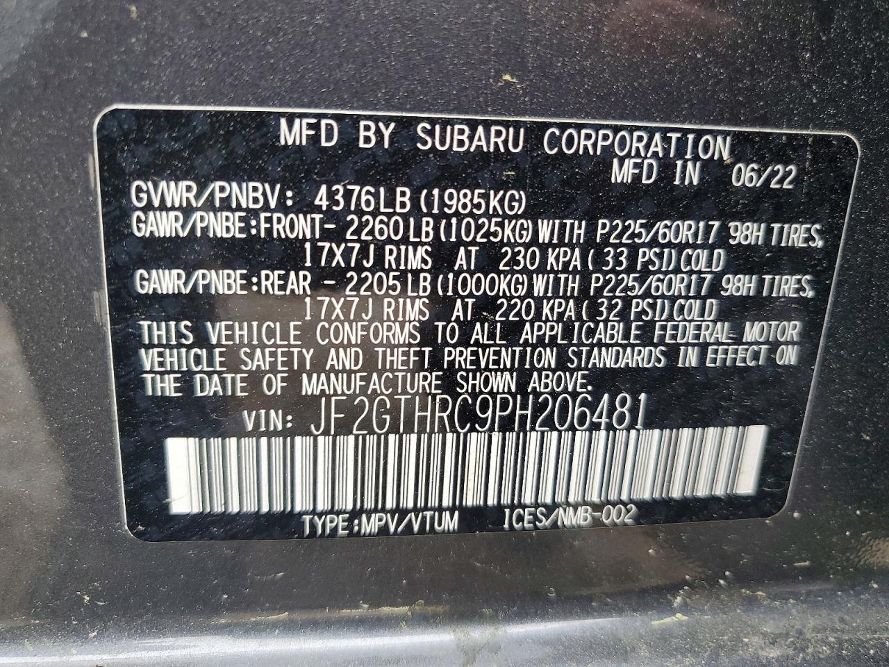 2023 Subaru Crosstrek Sport Silver vin: JF2GTHRC9PH206481