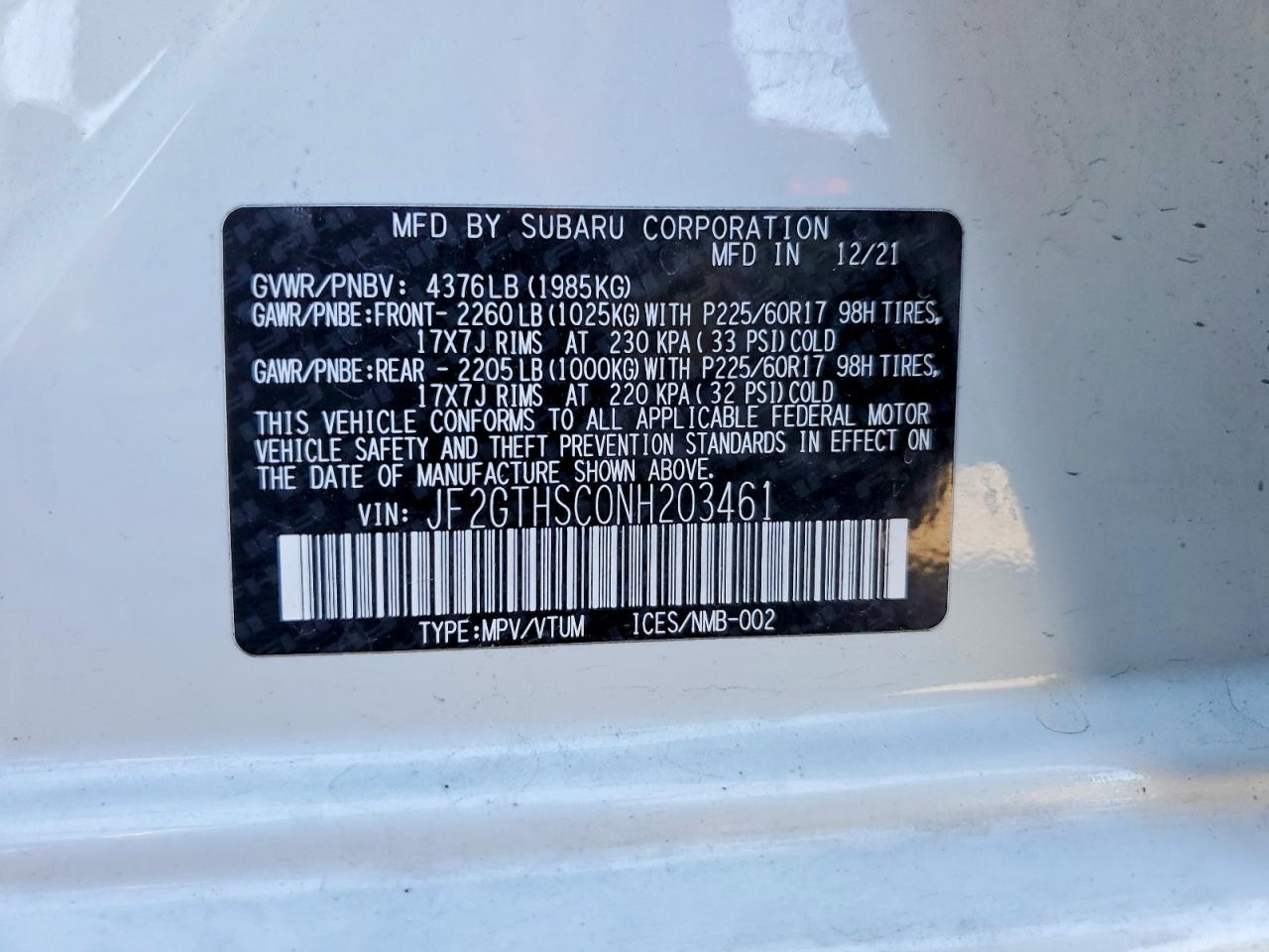 2022 Subaru Crosstrek Sport White vin: JF2GTHSC0NH203461