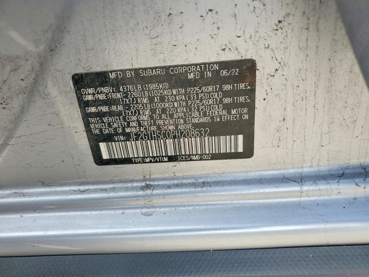 2023 Subaru Crosstrek Sport Silver vin: JF2GTHSC0PH208632