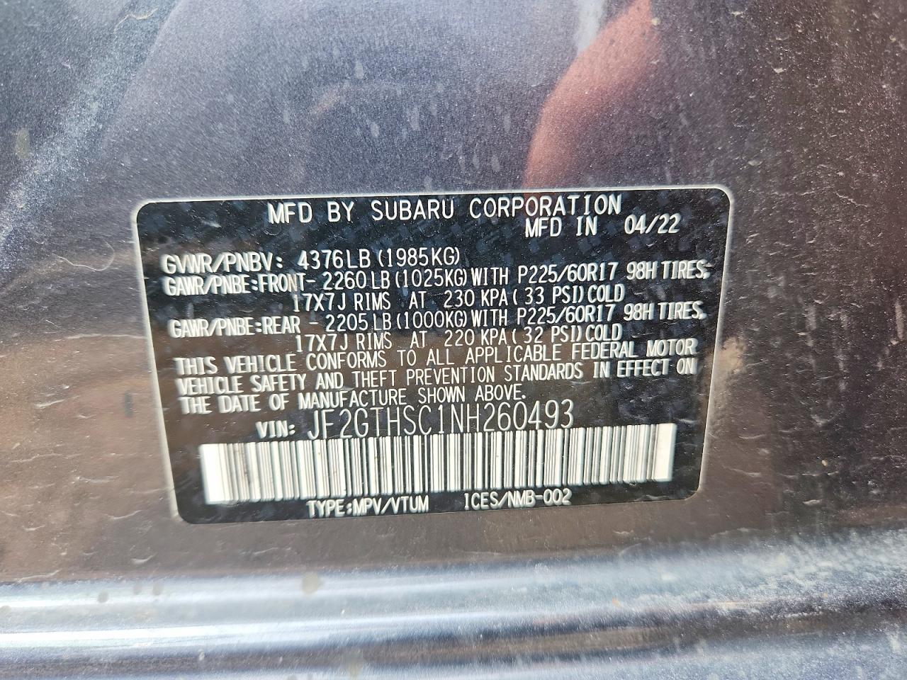 2022 Subaru Crosstrek Sport Gray vin: JF2GTHSC1NH260493