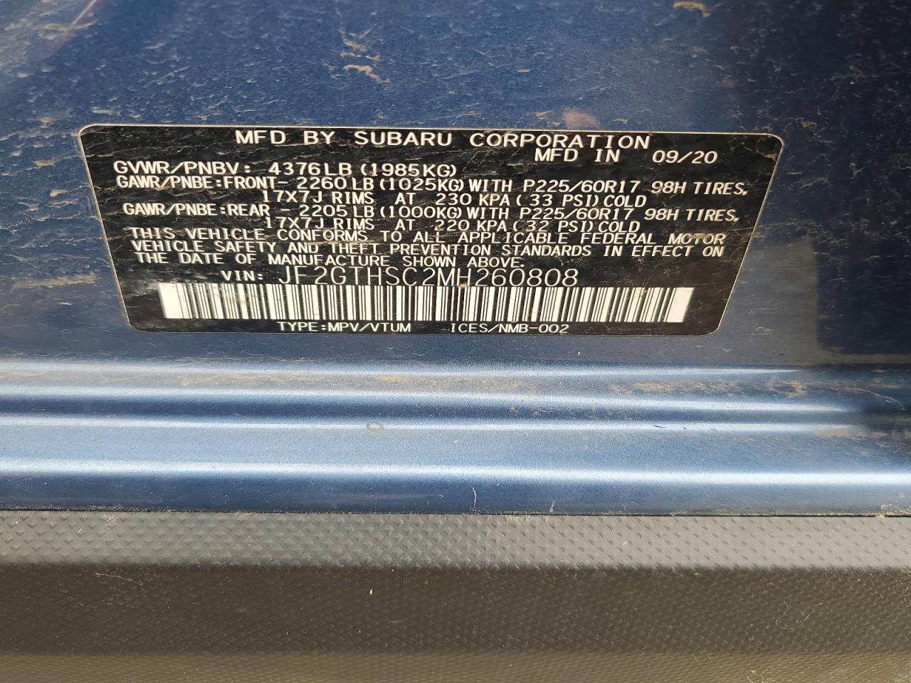 2021 Subaru Crosstrek Sport Blue vin: JF2GTHSC2MH260808