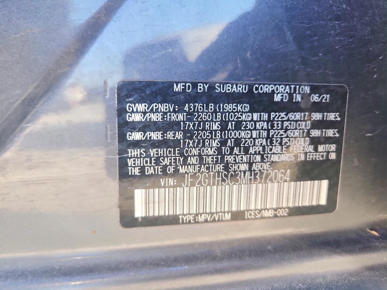 2021 Subaru Crosstrek Sport Gray vin: JF2GTHSC3MH372064