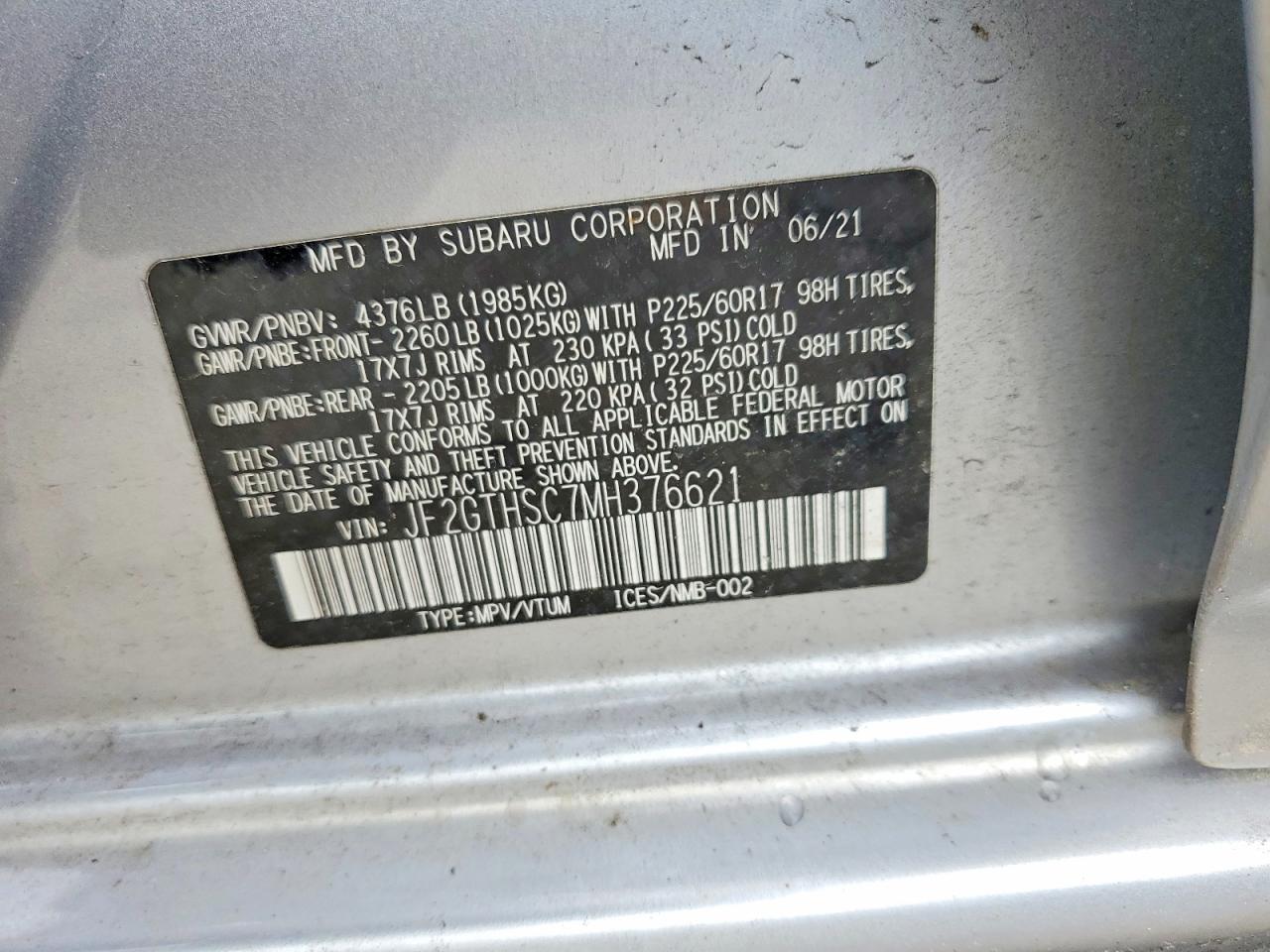 2021 Subaru Crosstrek Sport Белый vin: JF2GTHSC7MH376621