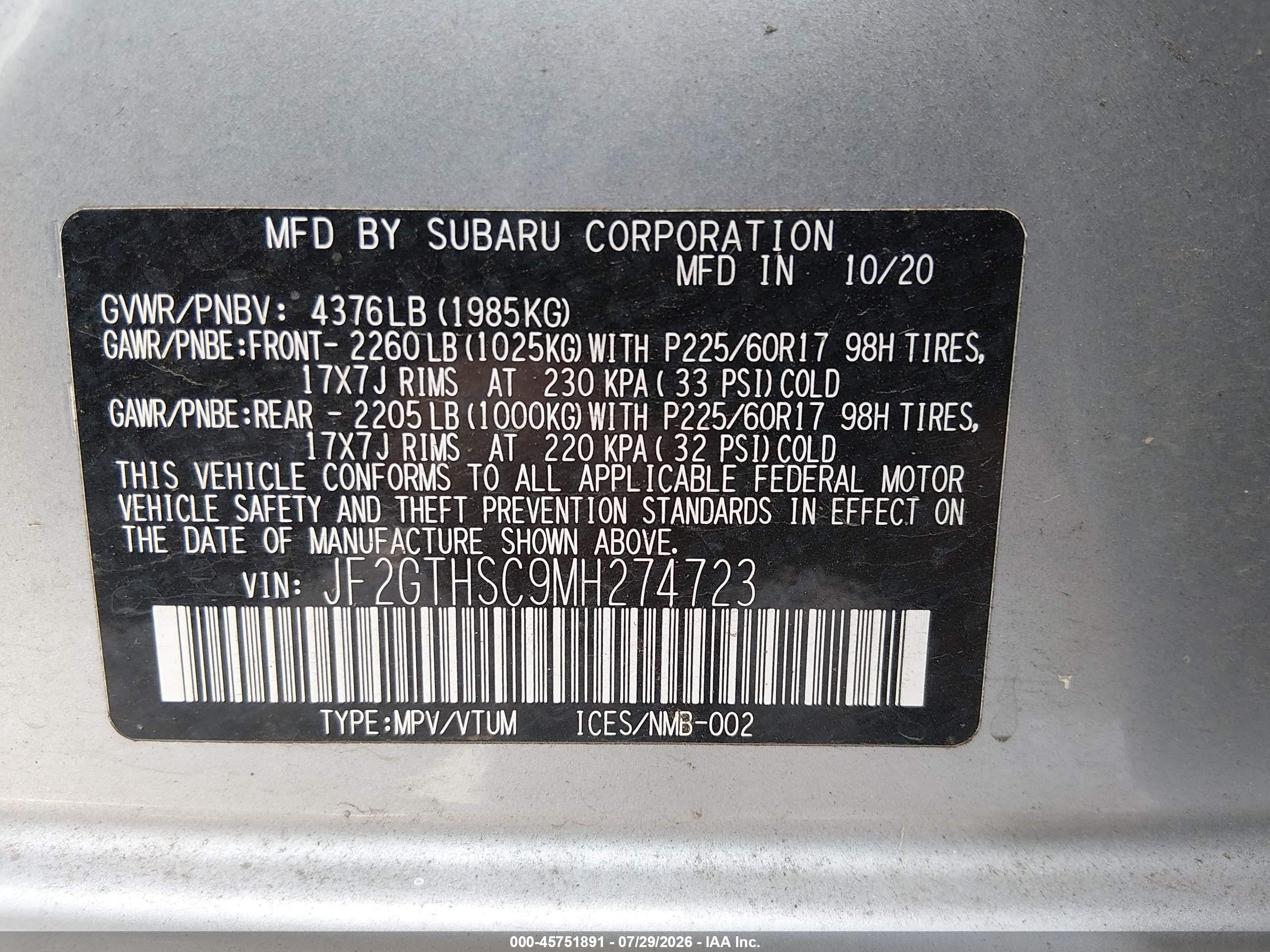 2021 Subaru Crosstrek Sport Silver vin: JF2GTHSC9MH274723
