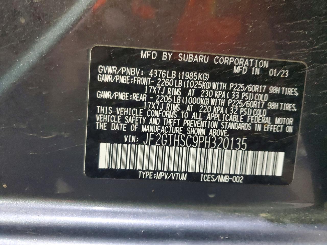2023 Subaru Crosstrek Sport Gray vin: JF2GTHSC9PH320135