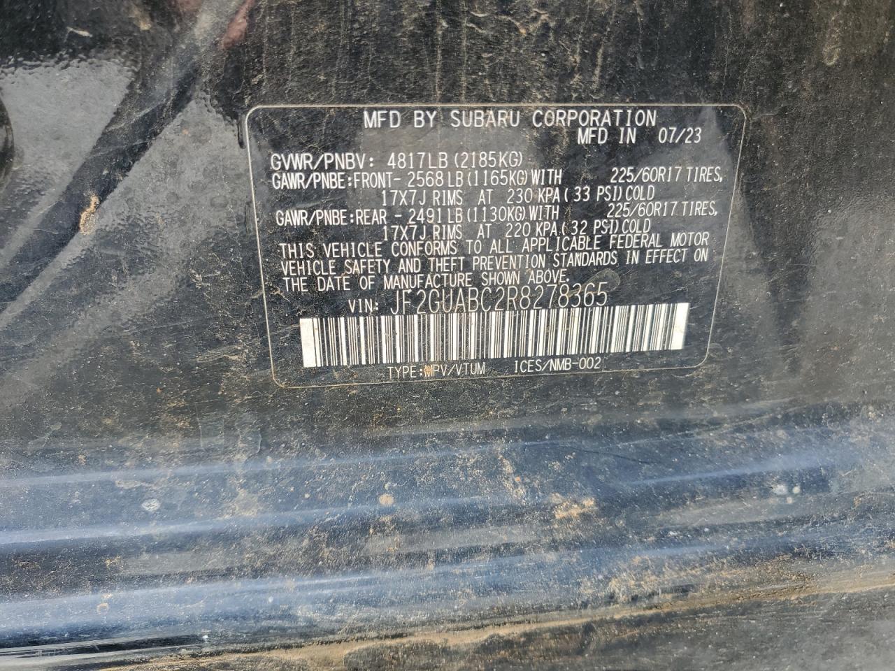 2024 Subaru Crosstrek Black vin: JF2GUABC2R8278365
