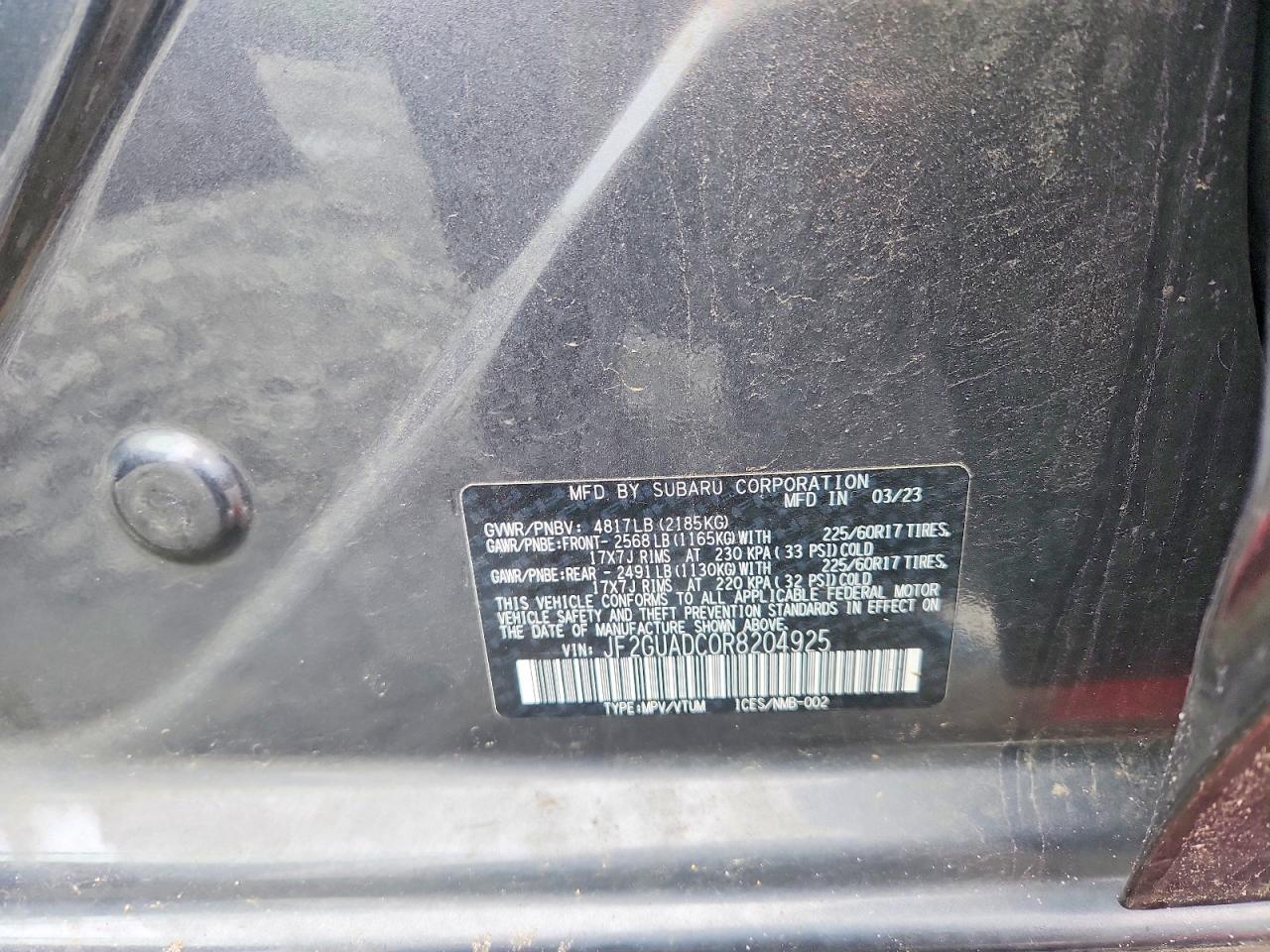 2024 Subaru Crosstrek Premium Silver vin: JF2GUADC0R8204925