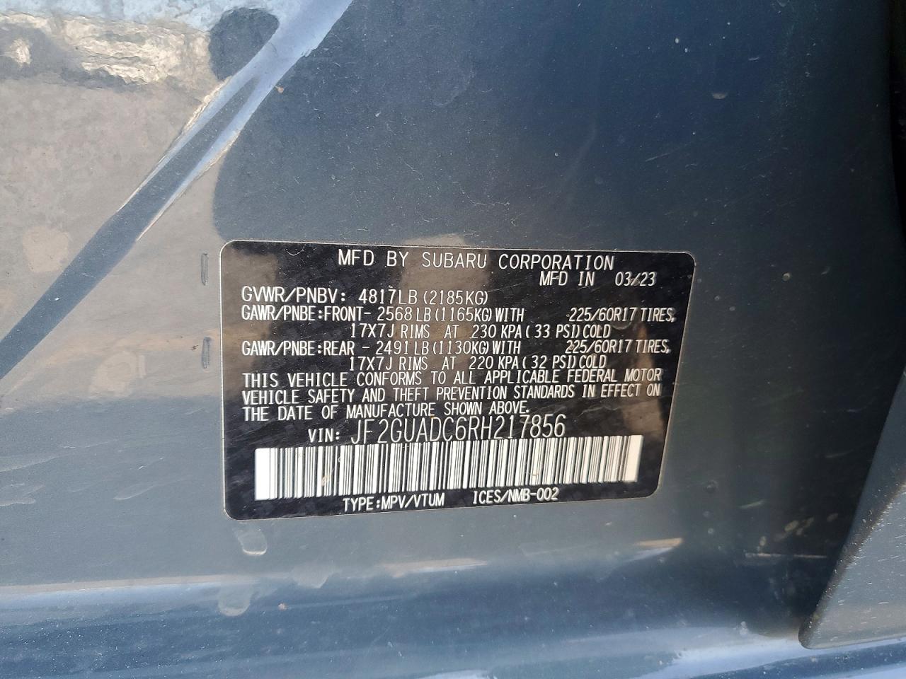 2024 Subaru Crosstrek Premium Gray vin: JF2GUADC6RH217856