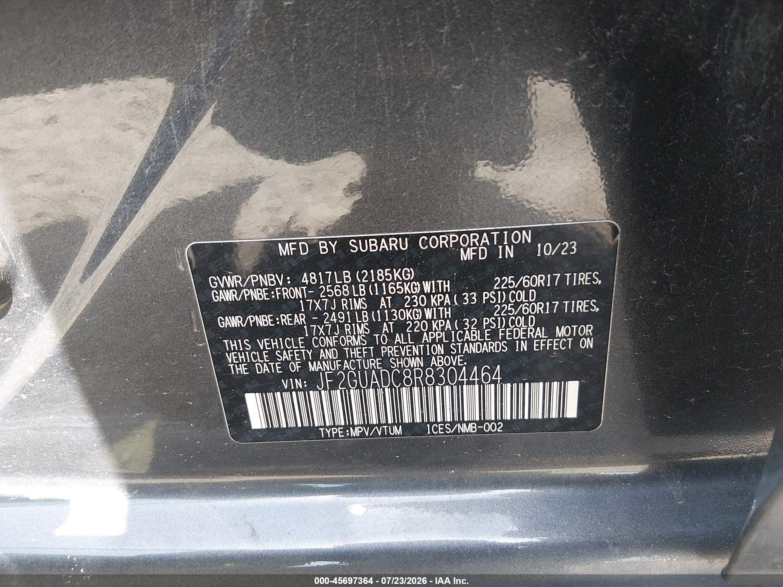 2024 Subaru Crosstrek Premium Gray vin: JF2GUADC8R8304464