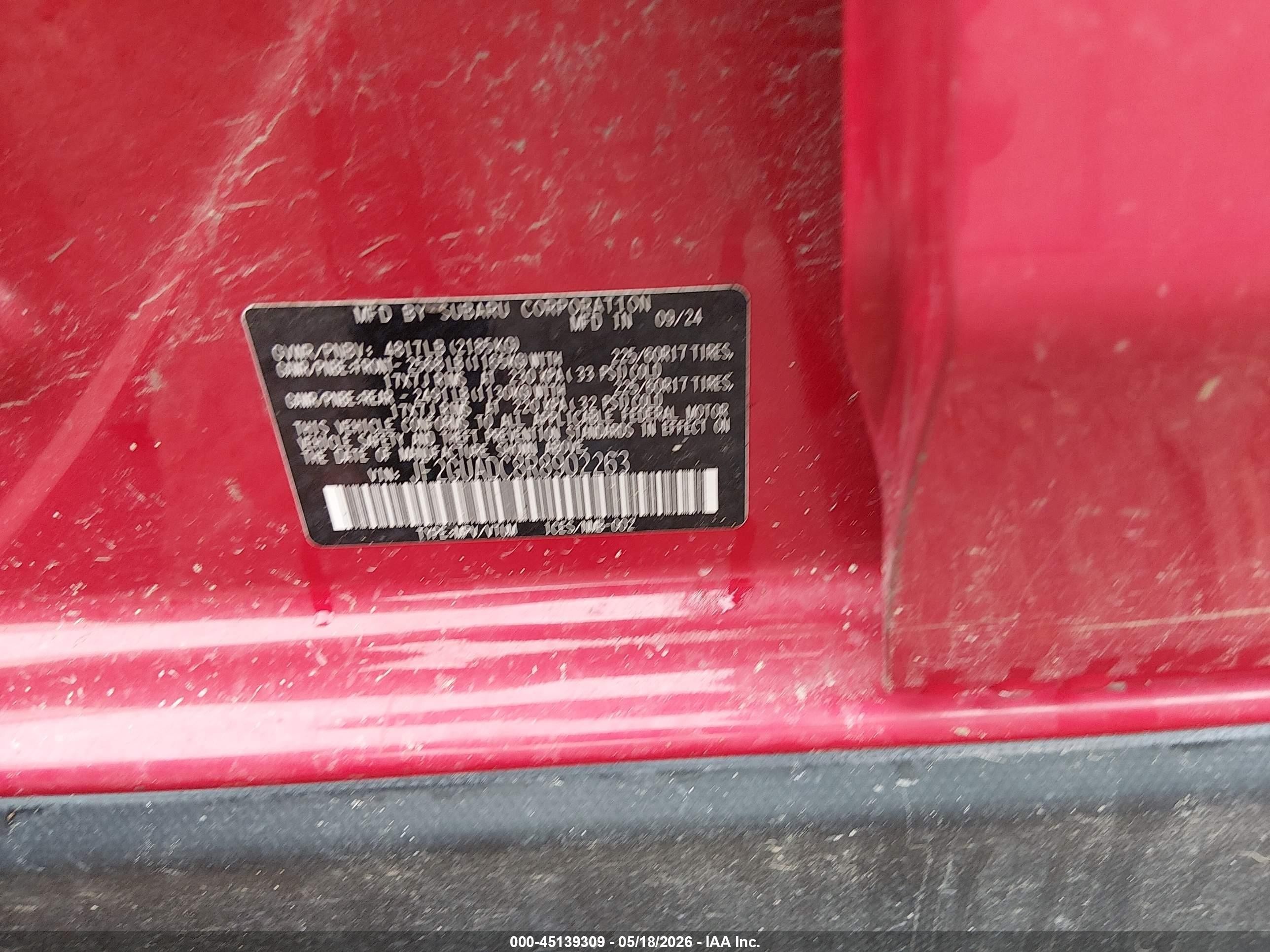 2024 Subaru Crosstrek Premium Red vin: JF2GUADC8R8902263