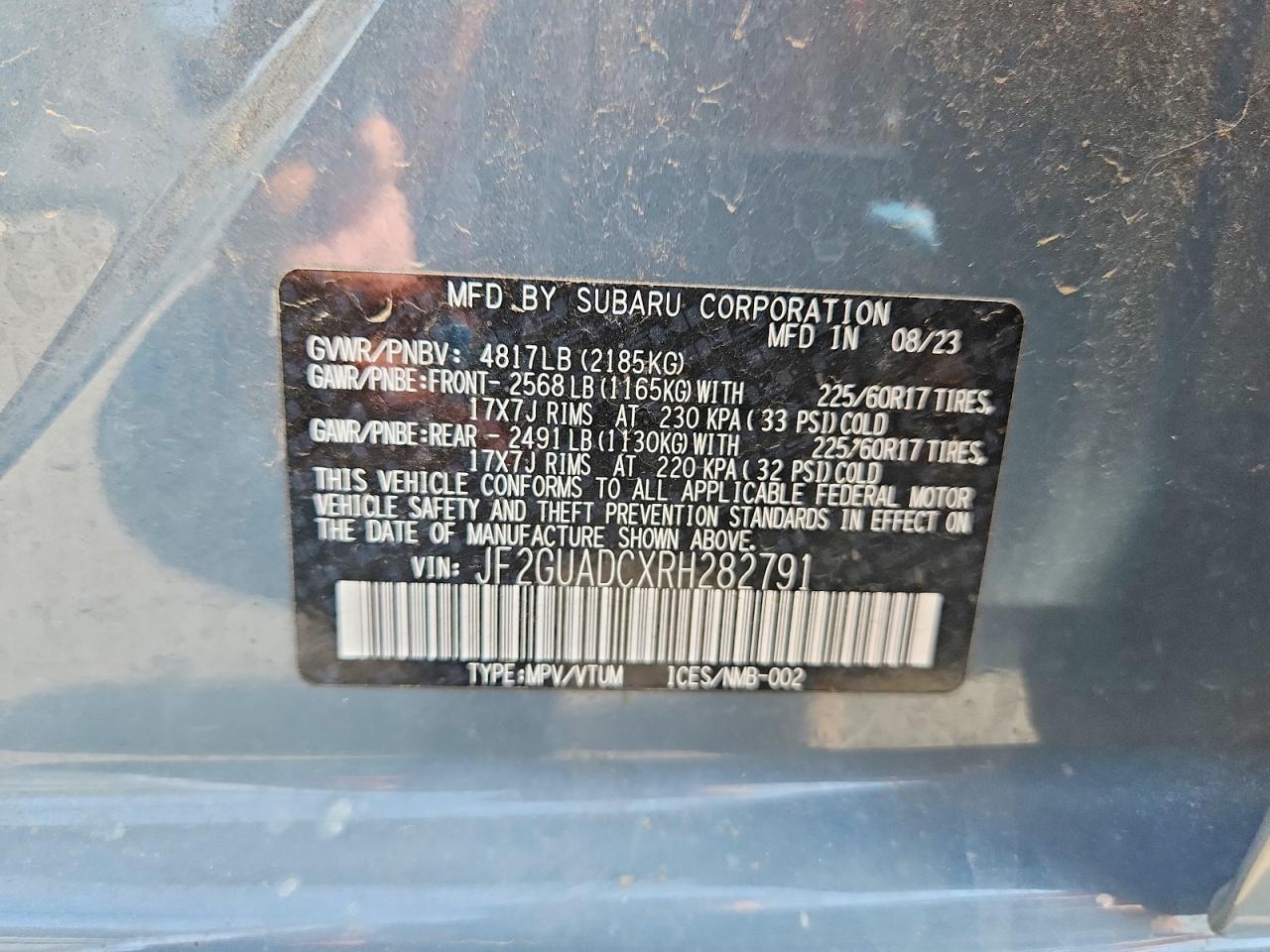 2024 Subaru Crosstrek Premium Blue vin: JF2GUADCXRH282791