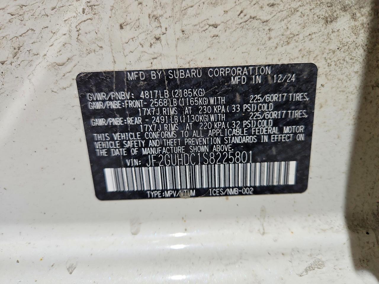 2025 Subaru Crosstrek Premium White vin: JF2GUHDC1S8225801