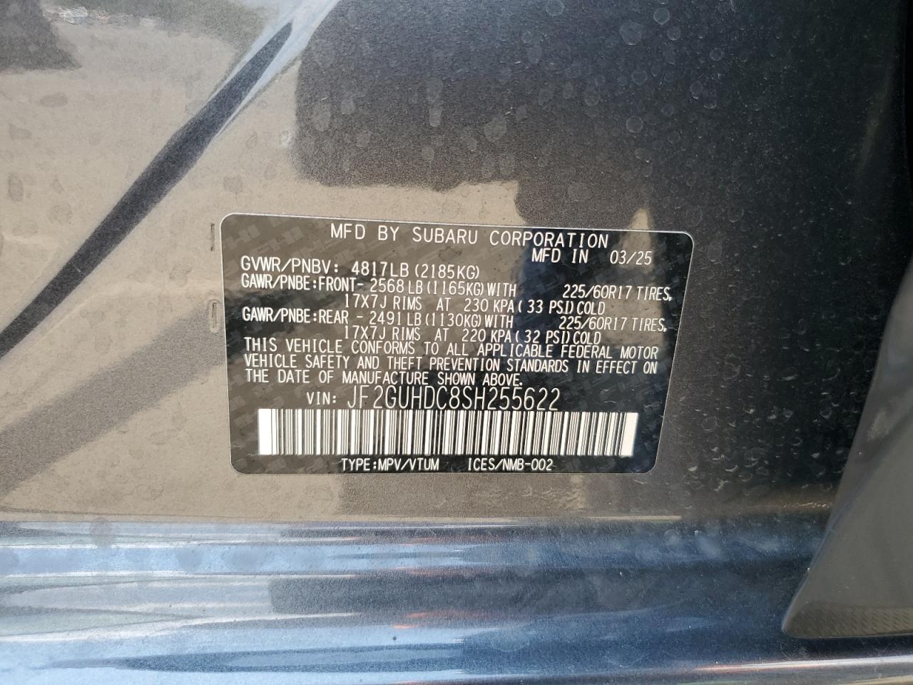 2025 Subaru Crosstrek Premium Gray vin: JF2GUHDC8SH255622