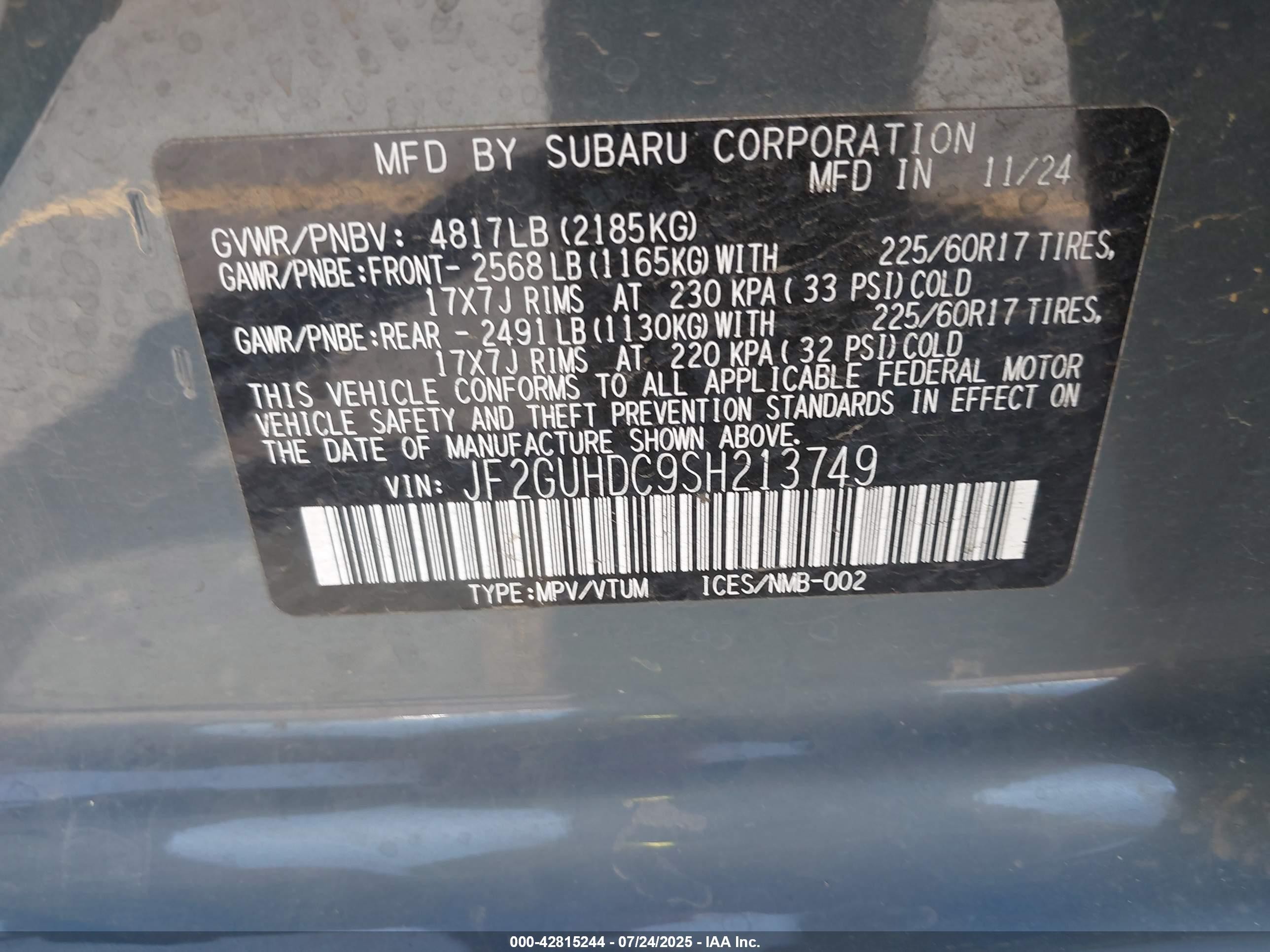 2025 Subaru Crosstrek Premium Gray vin: JF2GUHDC9SH213749