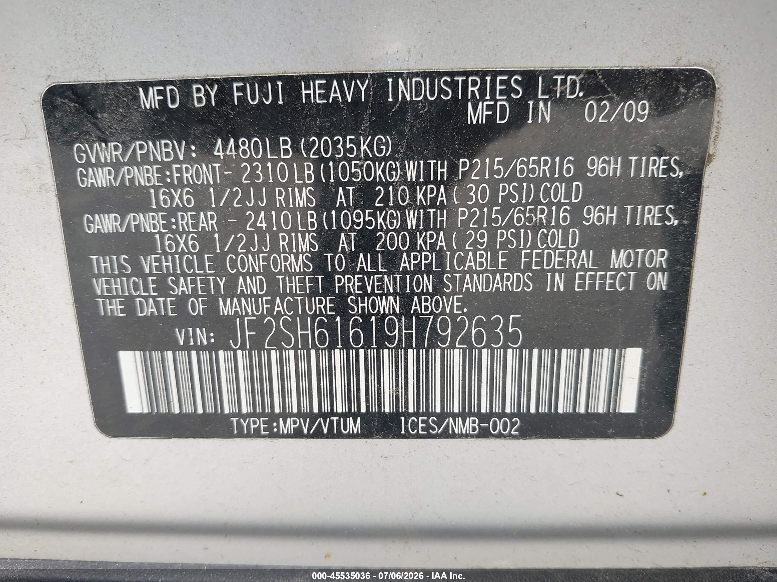 2009 Subaru Forester 2.5x Silver vin: JF2SH61619H792635