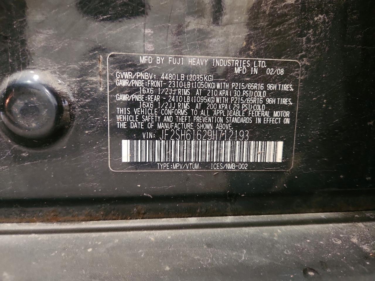 2009 Subaru Forester 2.5x Black vin: JF2SH61629H712193