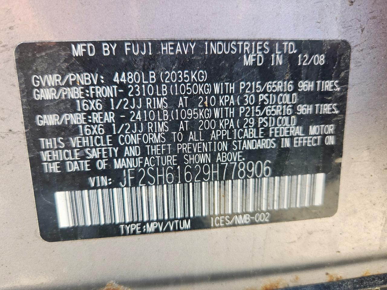2009 Subaru Forester 2.5x Silver vin: JF2SH61629H778906