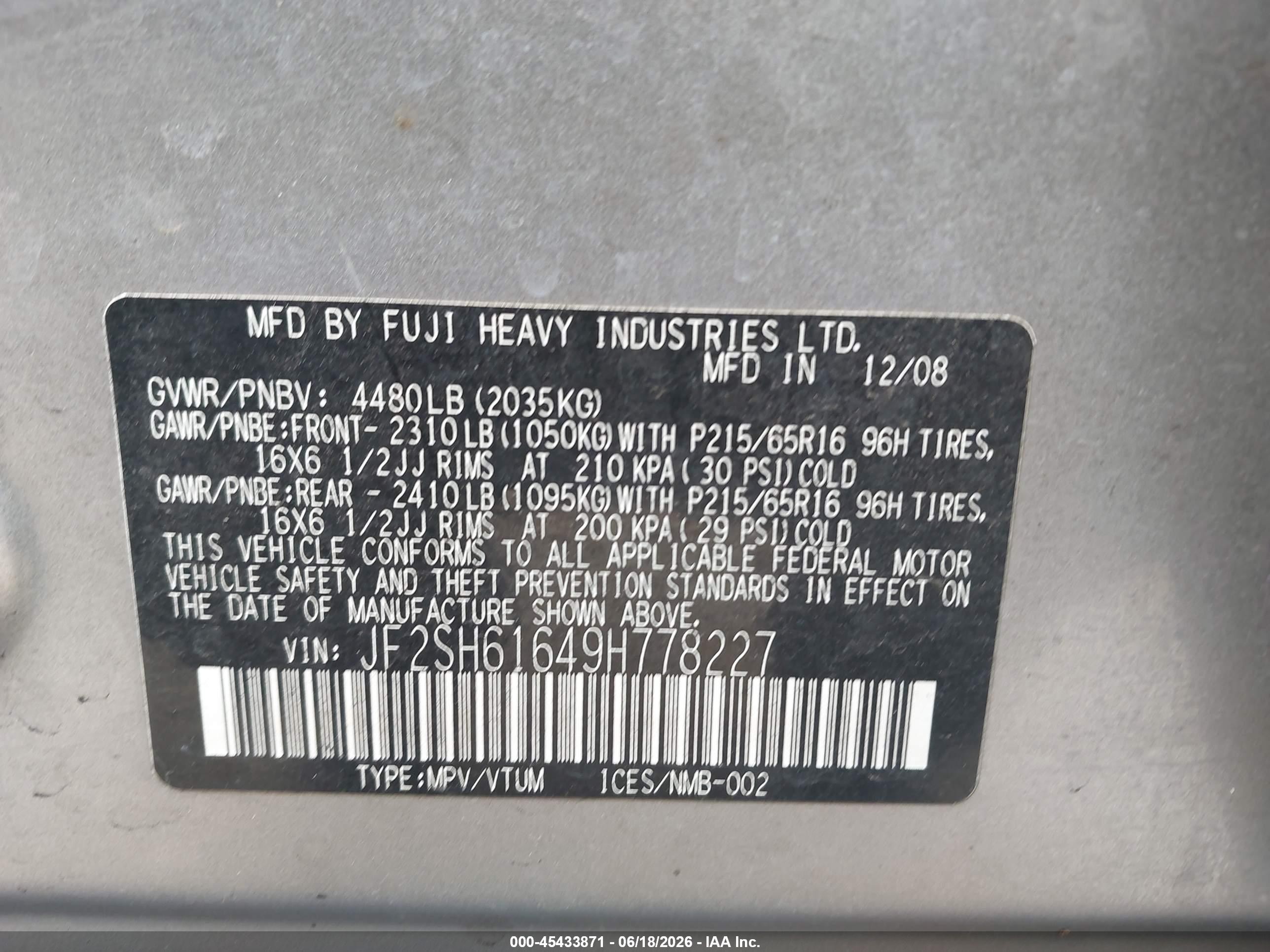 2009 Subaru Forester 2.5x Silver vin: JF2SH61649H778227