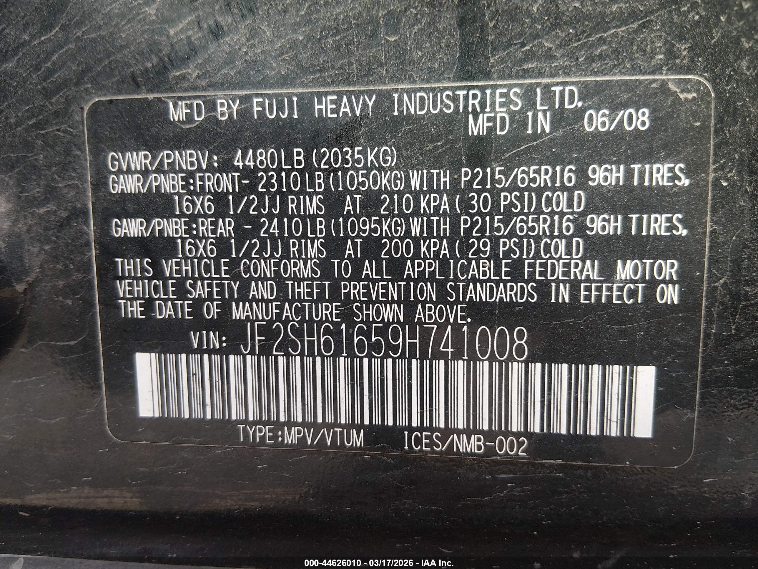 2009 Subaru Forester 2.5x Black vin: JF2SH61659H741008