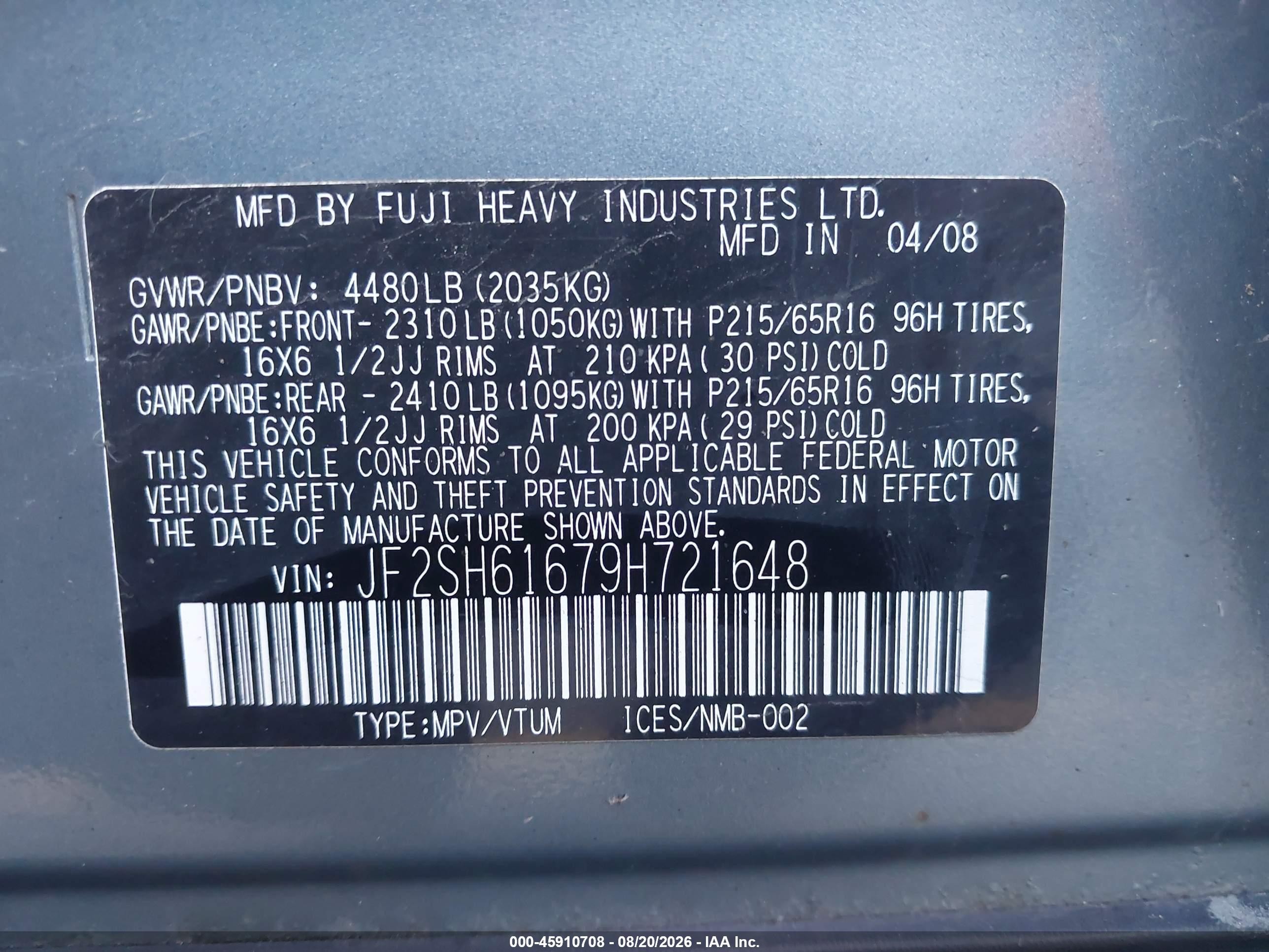 2009 Subaru Forester 2.5x Teal vin: JF2SH61679H721648