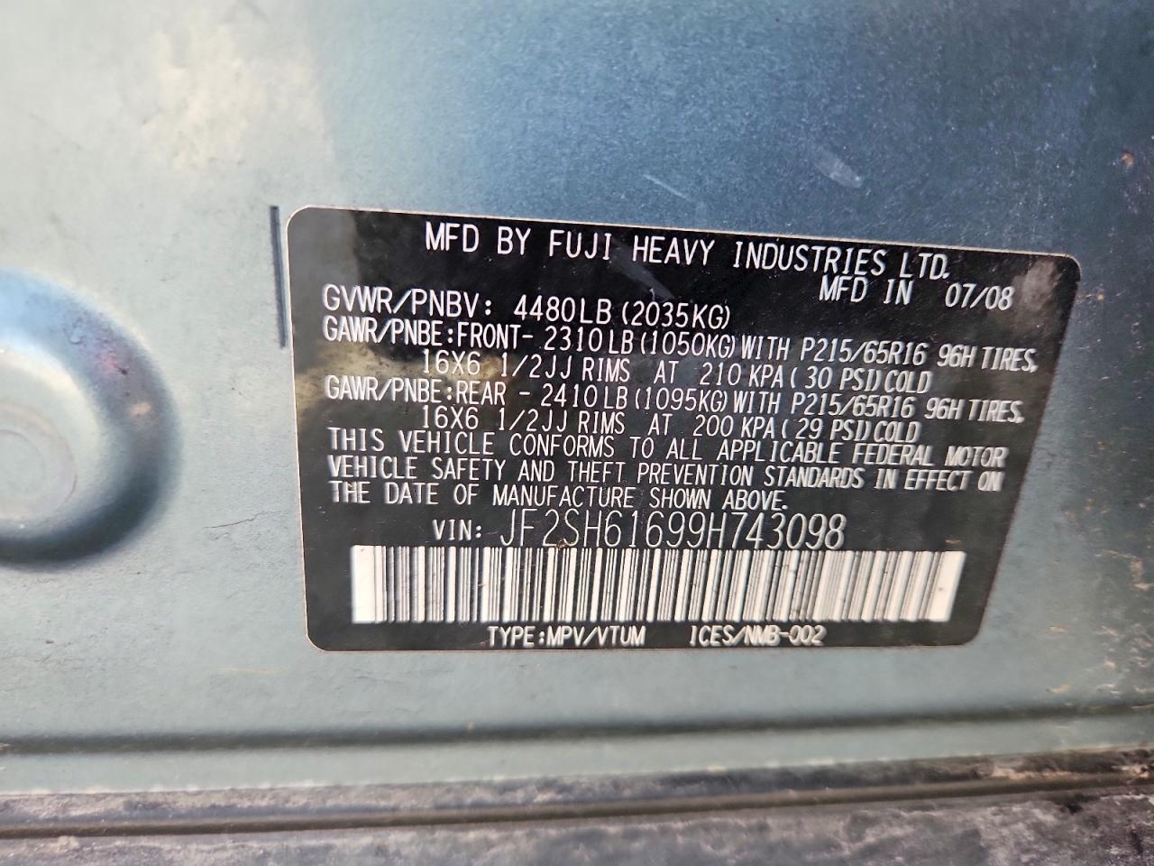 2009 Subaru Forester 2.5x Синий vin: JF2SH61699H743098