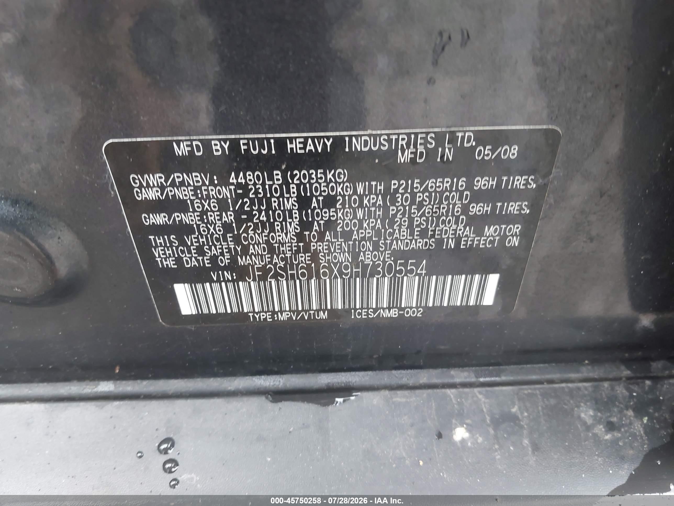 2009 Subaru Forester 2.5x Gray vin: JF2SH616X9H730554