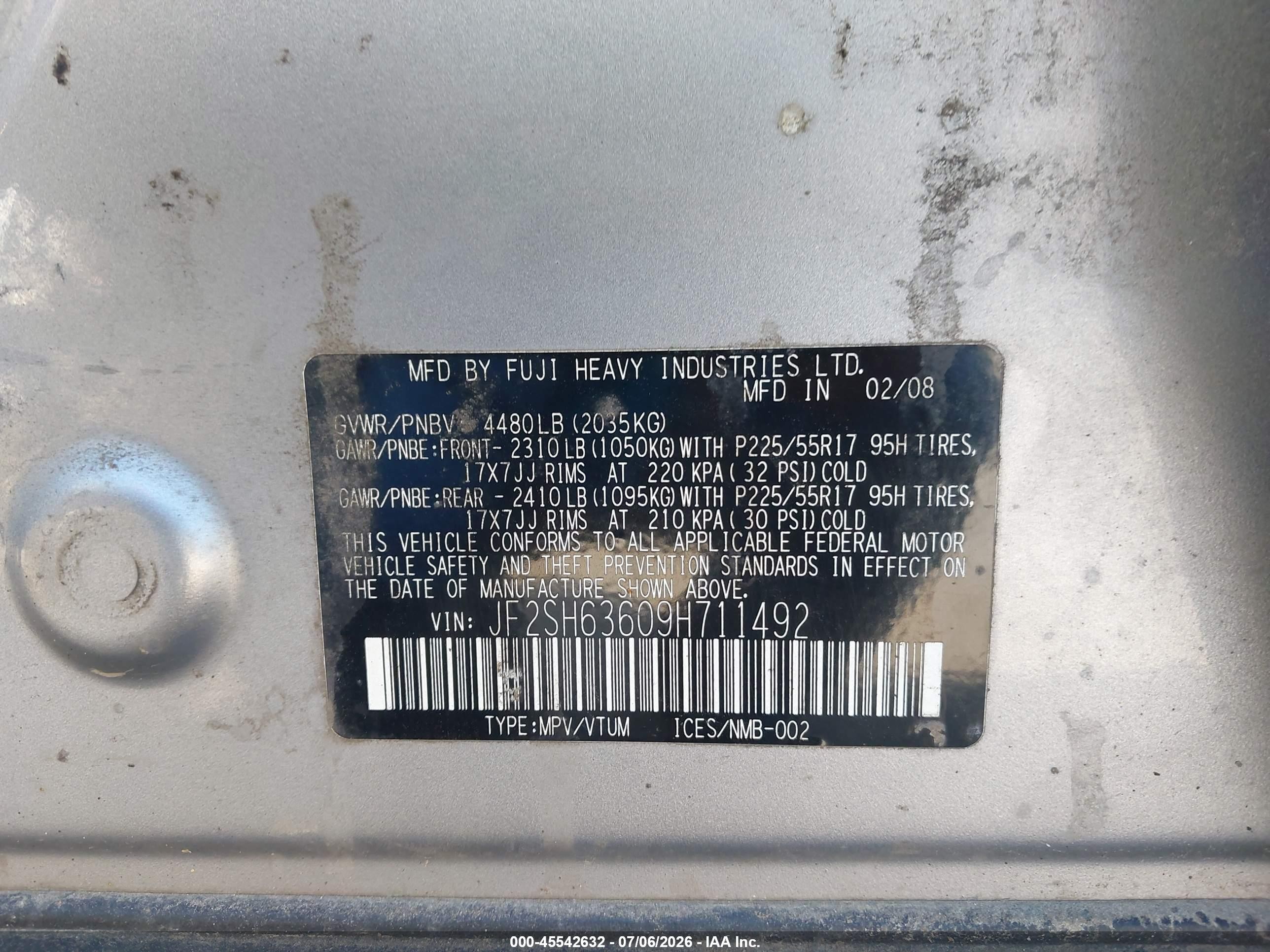 2009 Subaru Forester 2.5x Silver vin: JF2SH63609H711492