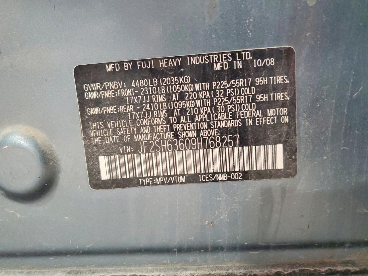 2009 Subaru Forester 2.5x Premium Синий vin: JF2SH63609H768257