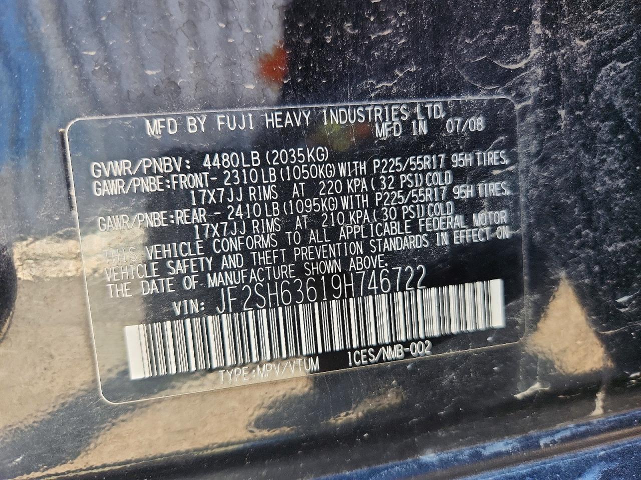 2009 Subaru Forester 2.5x Premium Black vin: JF2SH63619H746722