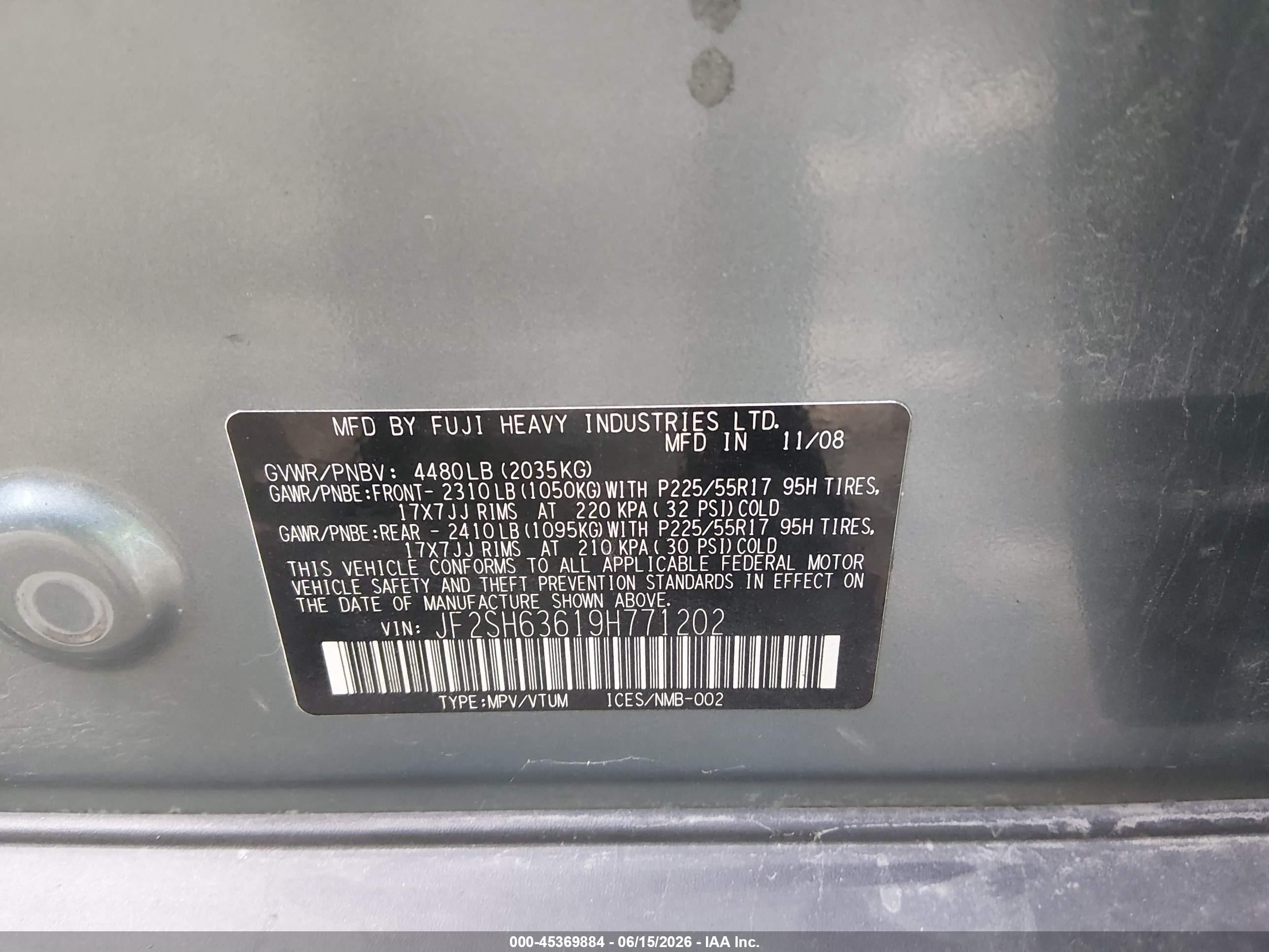 2009 Subaru Forester 2.5x Light Blue vin: JF2SH63619H771202