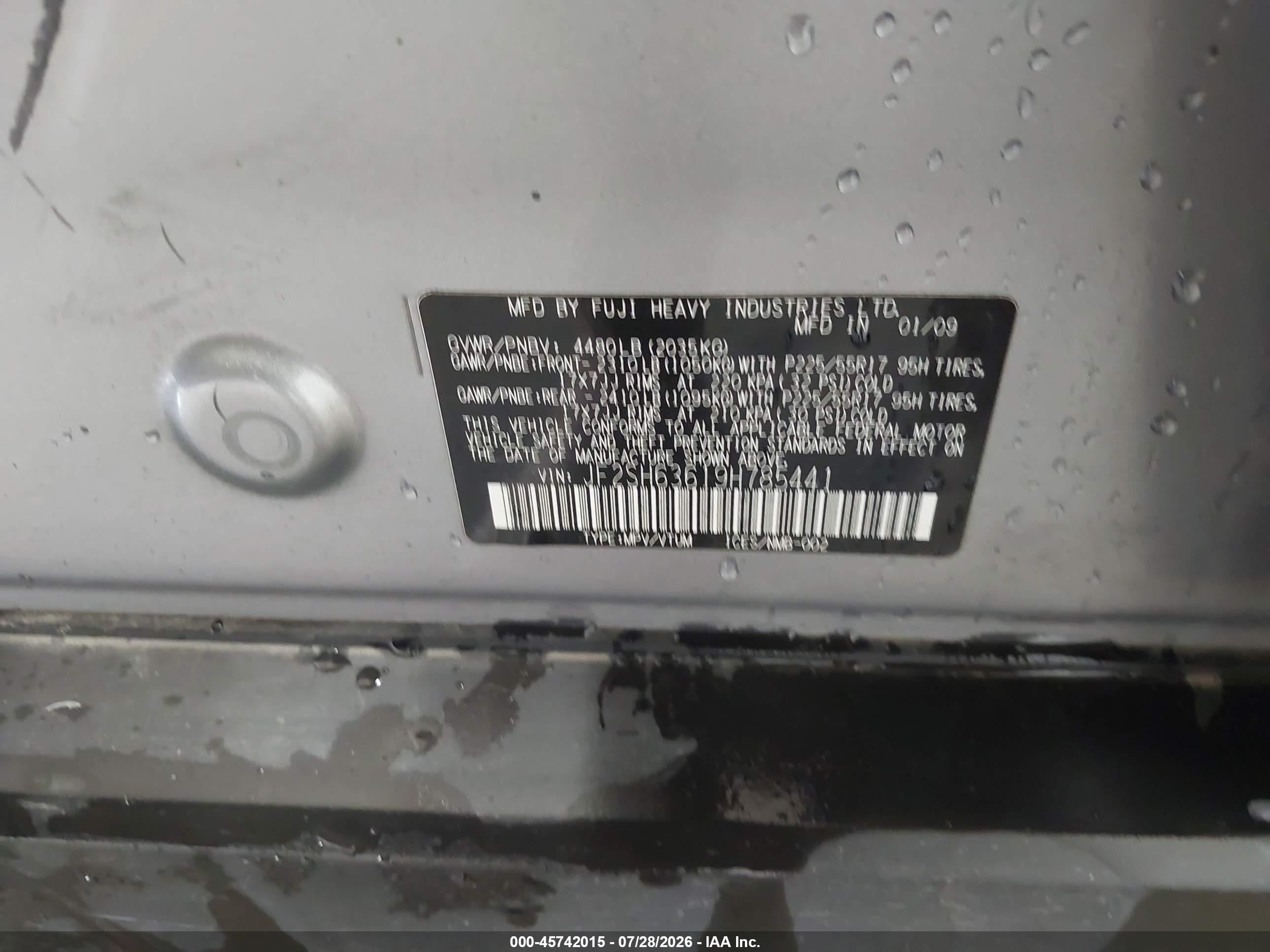 2009 Subaru Forester 2.5x Silver vin: JF2SH63619H785441