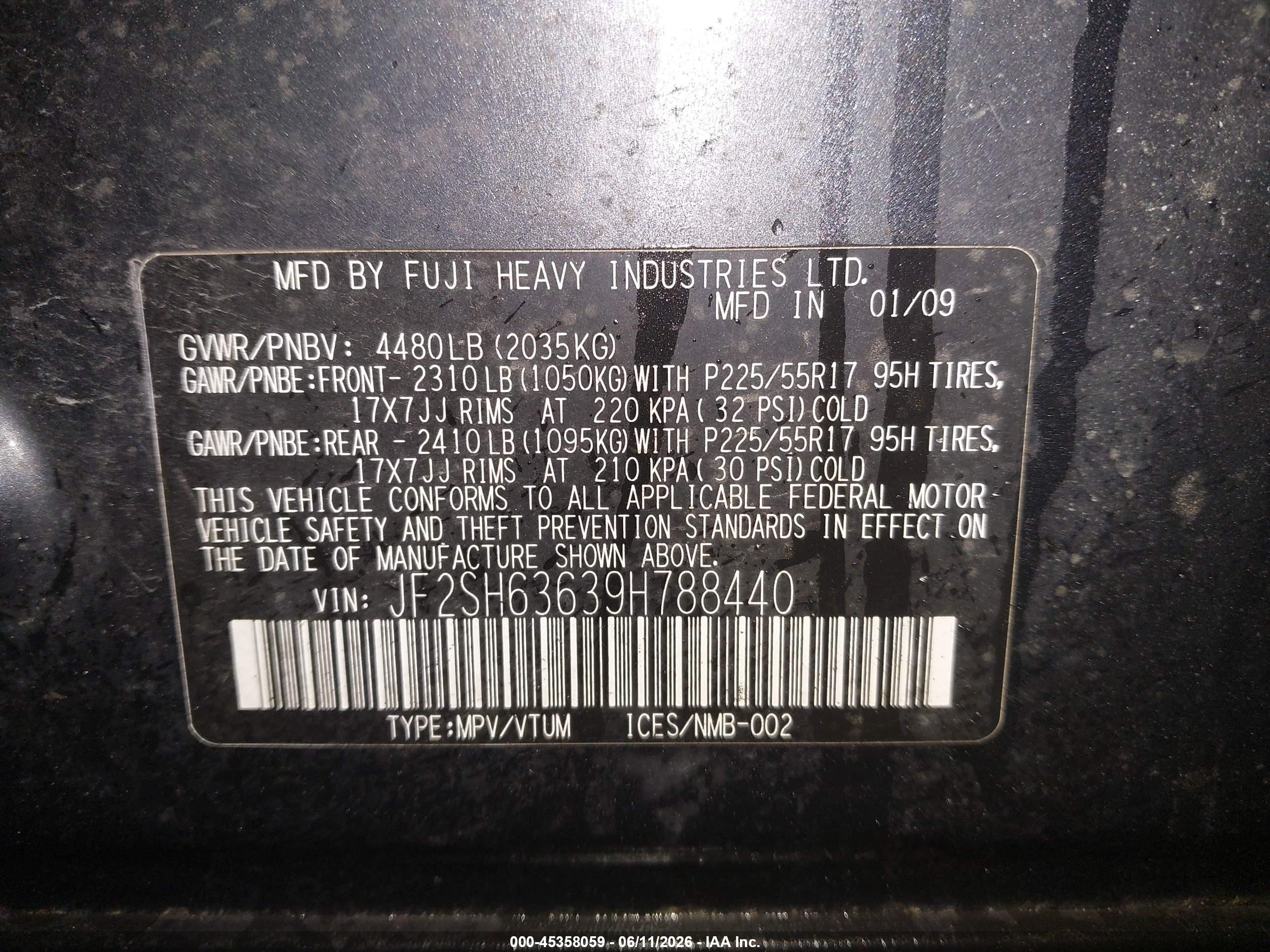 2009 Subaru Forester 2.5x Blue vin: JF2SH63639H788440