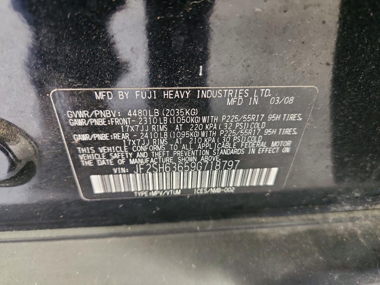 2009 Subaru Forester 2.5x Premium Black vin: JF2SH63659G718797