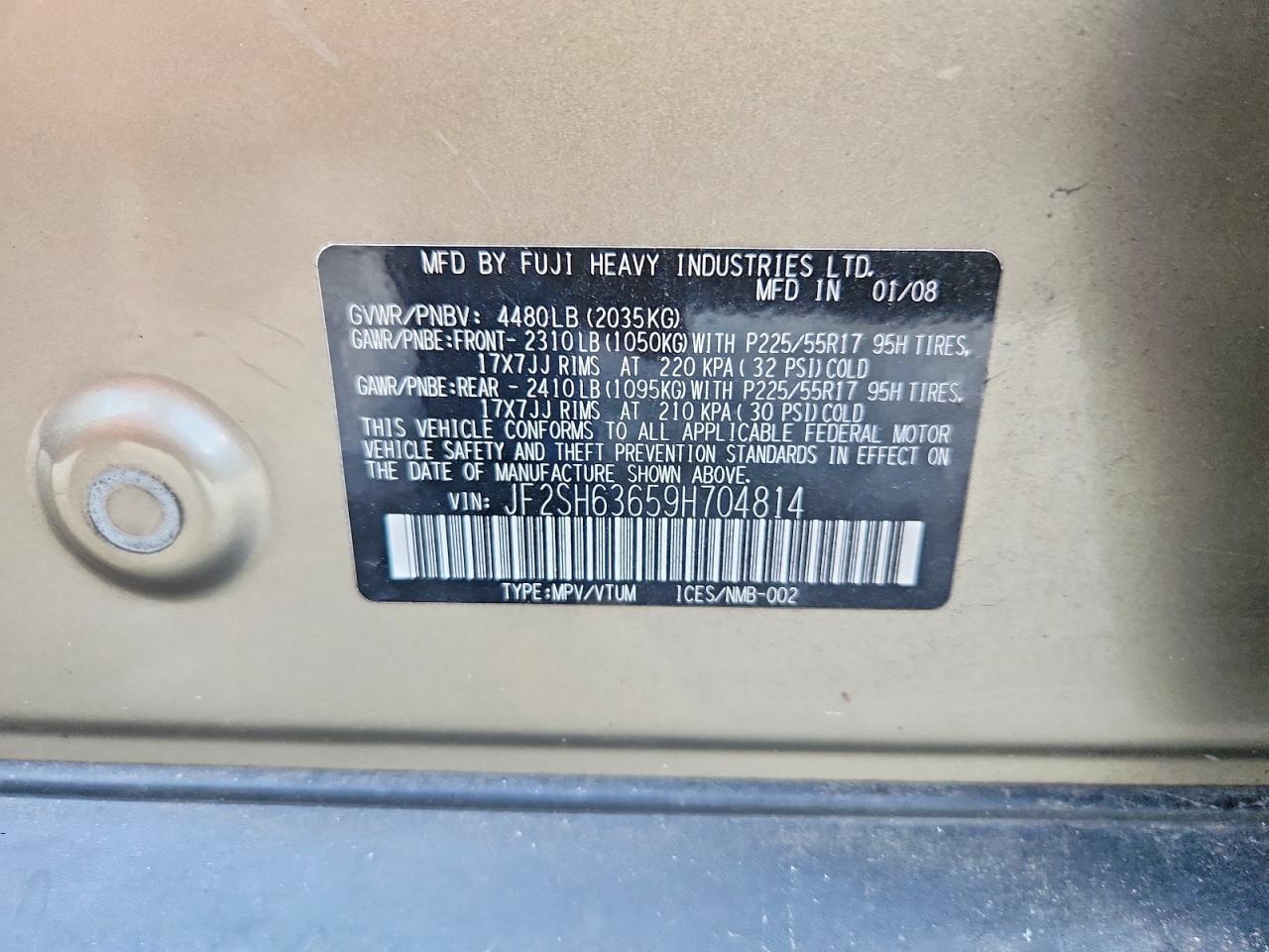 2009 Subaru Forester 2.5x Premium Tan vin: JF2SH63659H704814