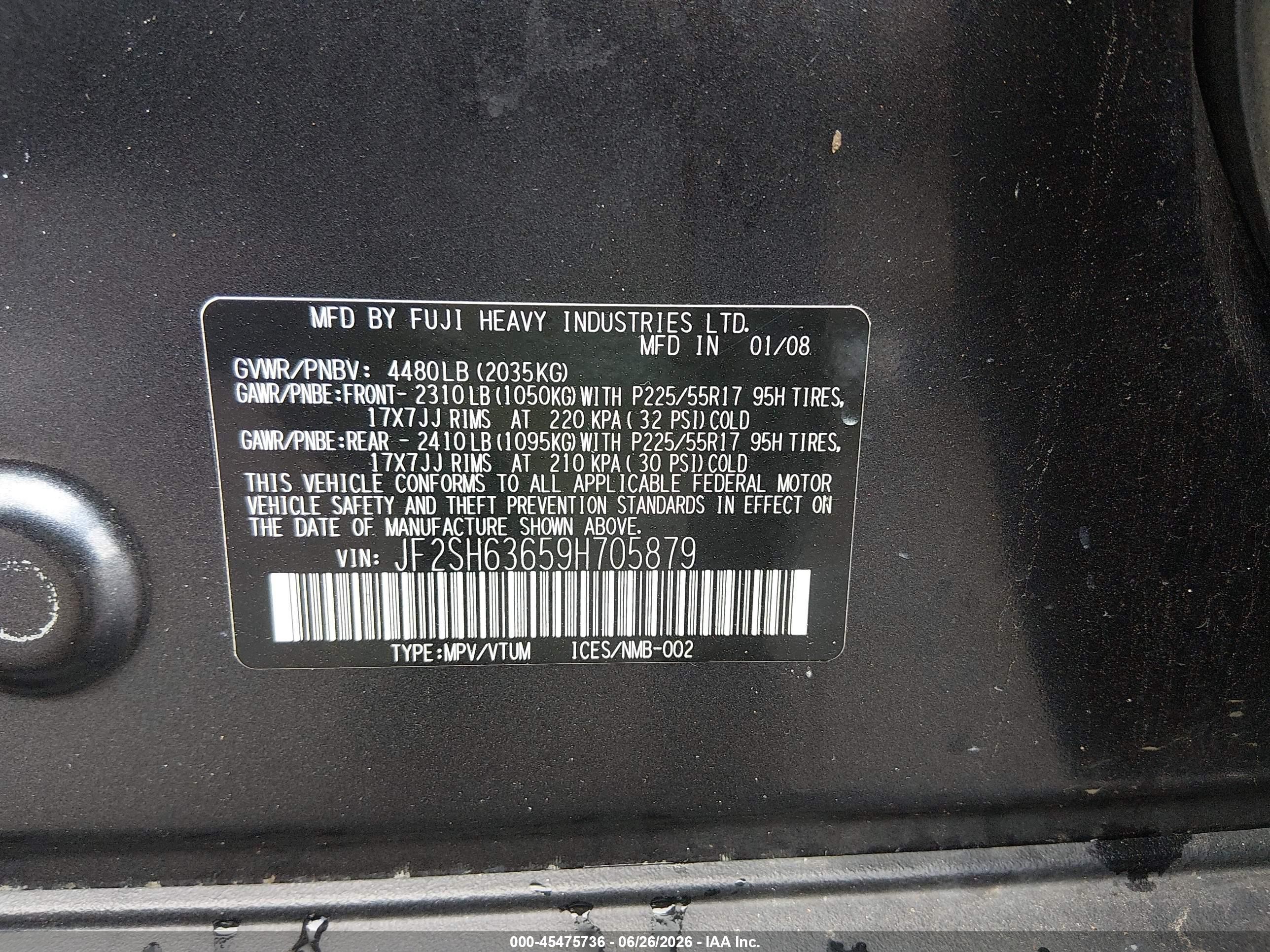 2009 Subaru Forester 2.5x Blue vin: JF2SH63659H705879