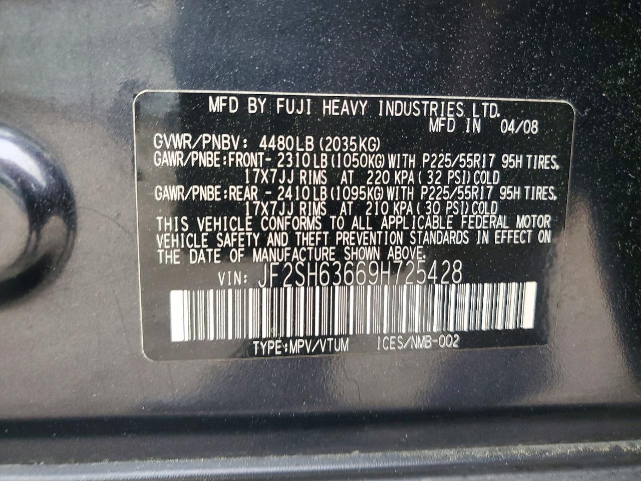 2009 Subaru Forester 2.5x Premium Black vin: JF2SH63669H725428