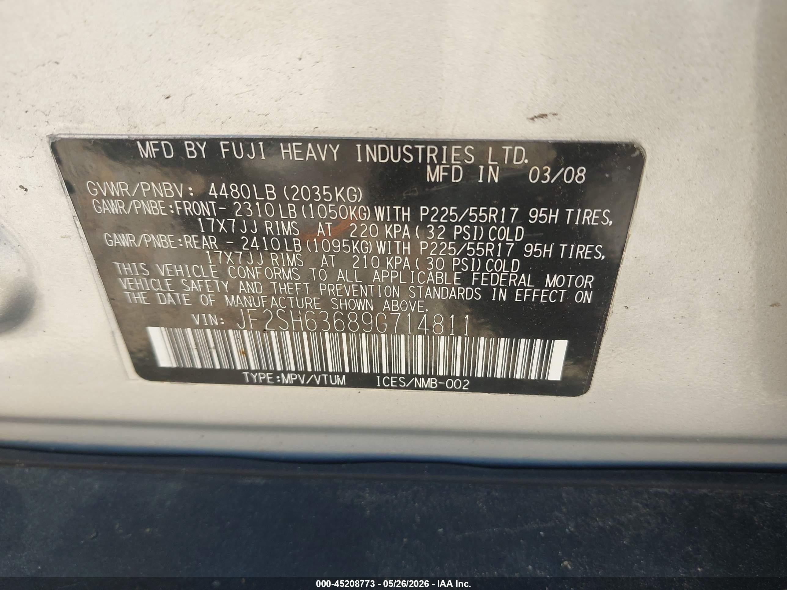 2009 Subaru Forester 2.5x Silver vin: JF2SH63689G714811