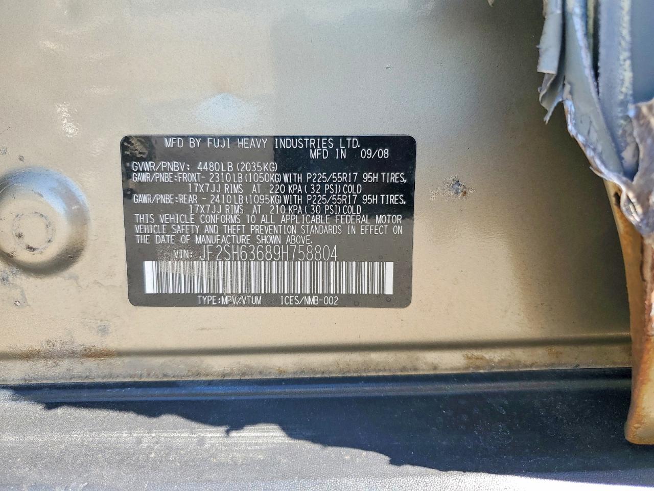 2009 Subaru Forester 2.5x Premium Gold vin: JF2SH63689H758804