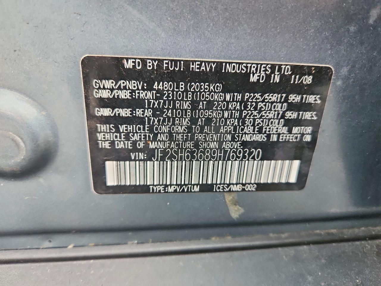 2009 Subaru Forester 2.5x Premium Turquoise vin: JF2SH63689H769320
