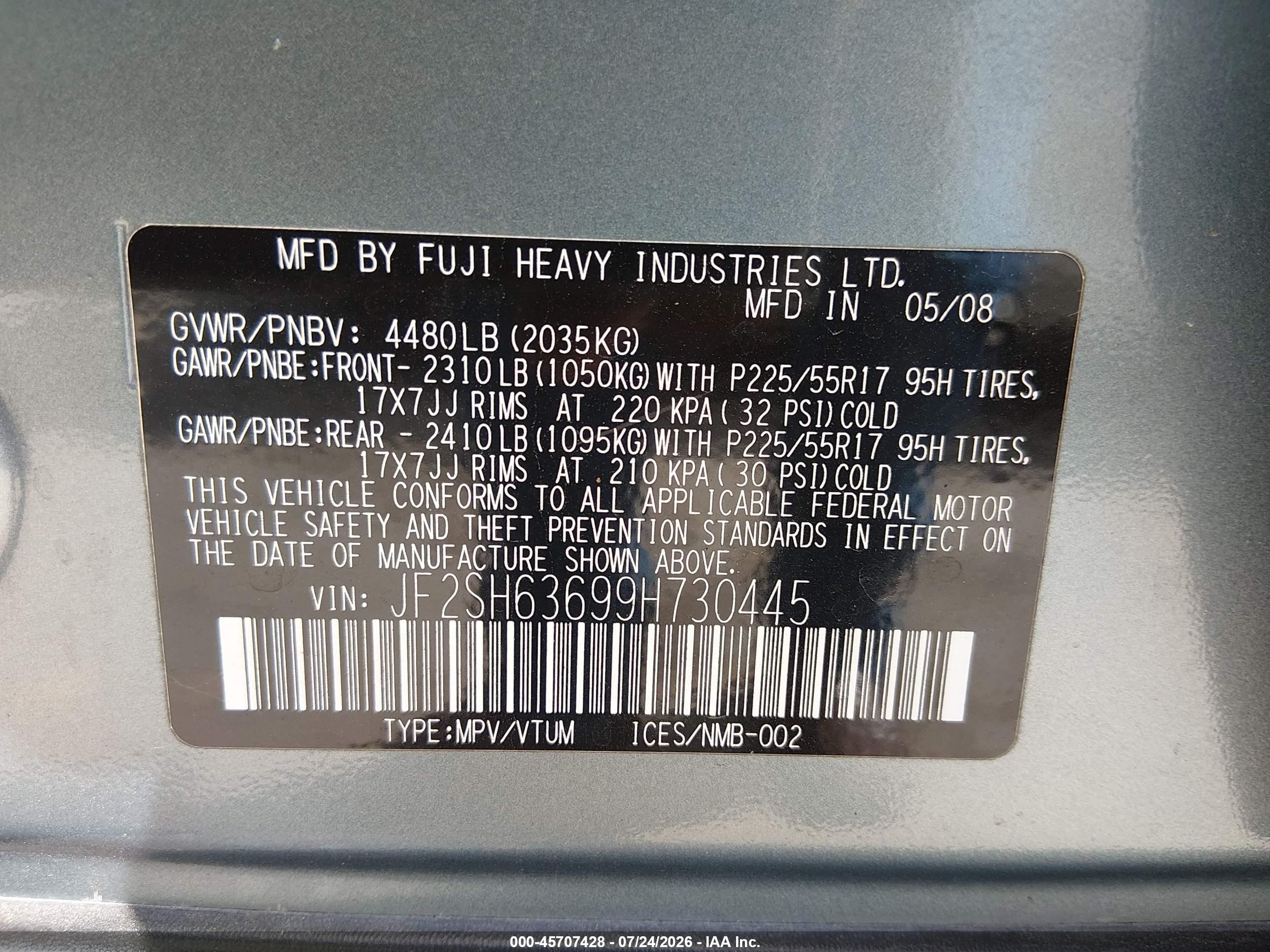 2009 Subaru Forester 2.5x Teal vin: JF2SH63699H730445