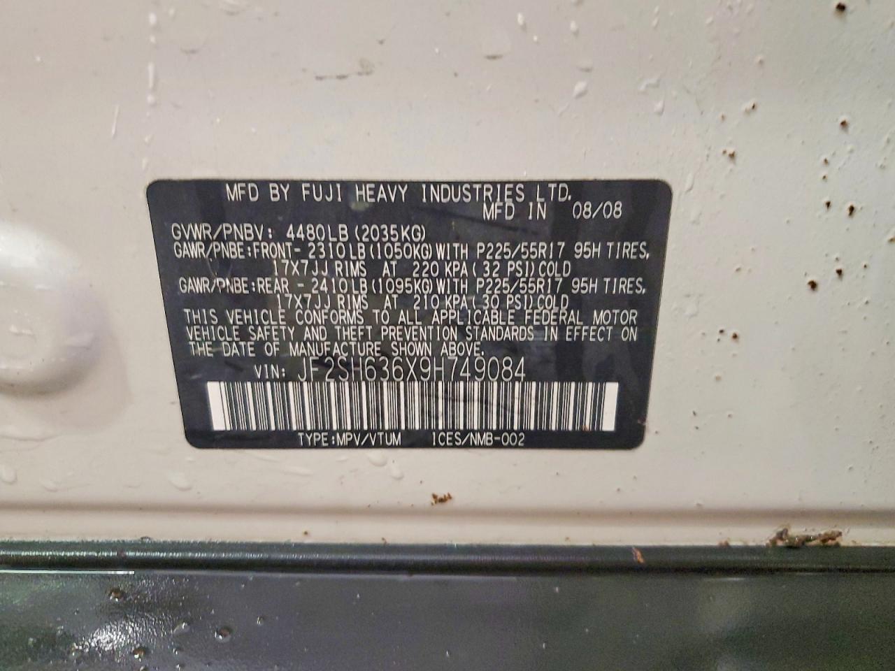 2009 Subaru Forester 2.5x Premium White vin: JF2SH636X9H749084